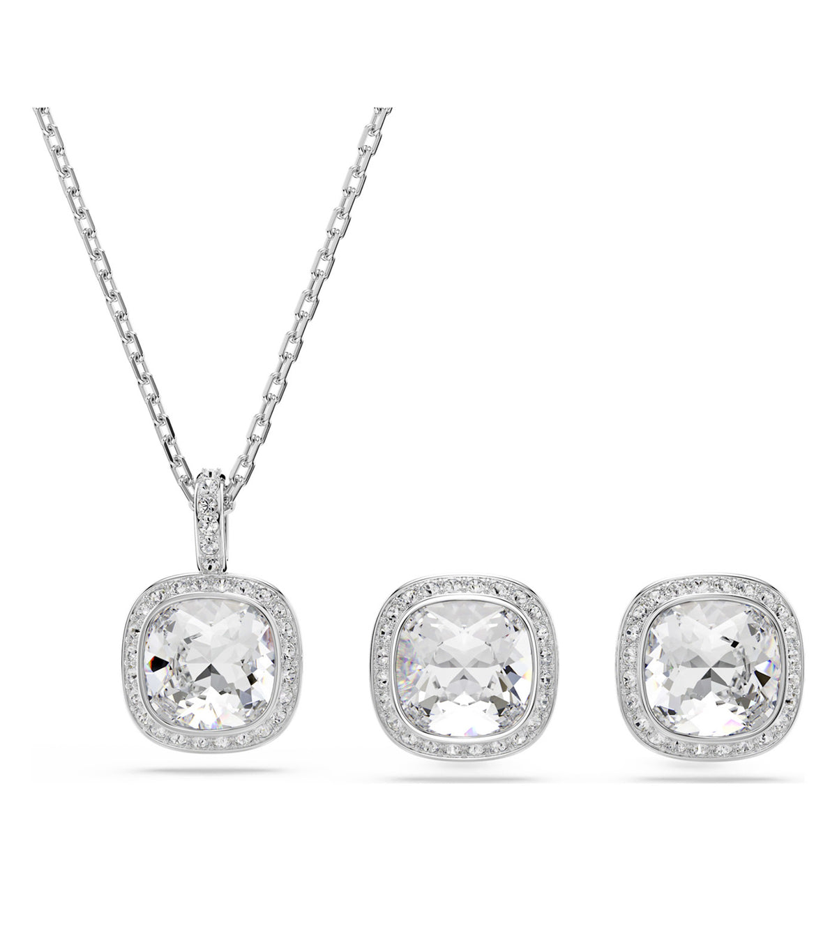 Una Angelic Set Cushion Cut Rhodium Plated White