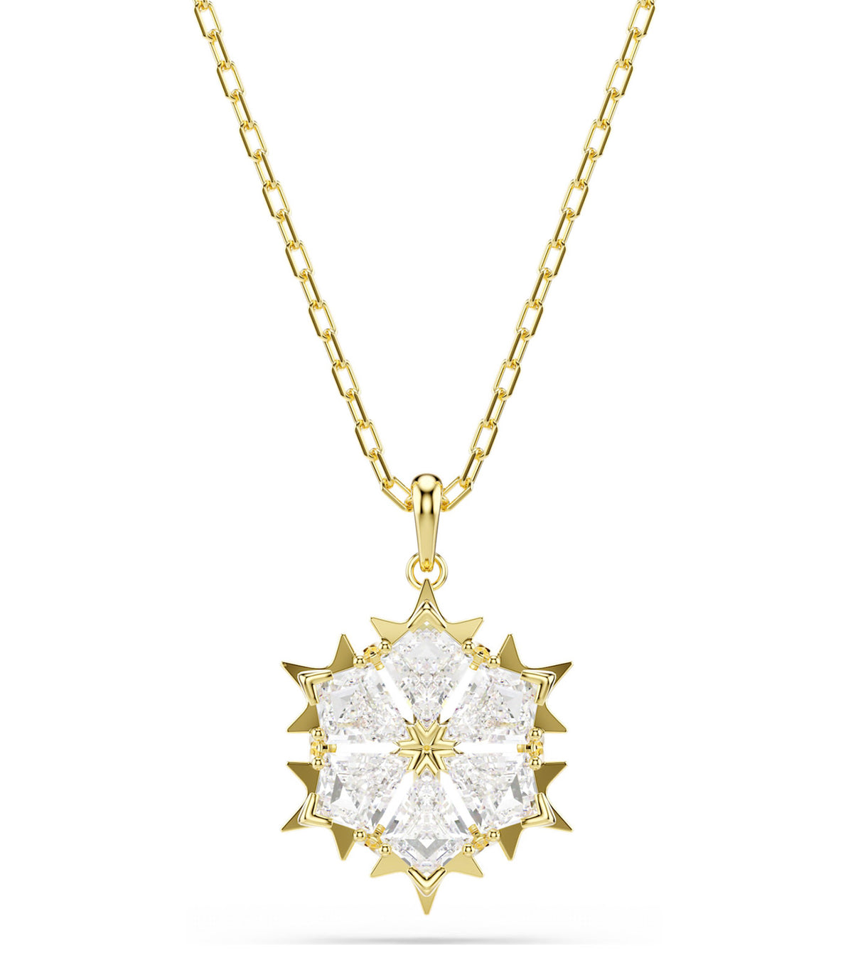 Magic Pendant Mixed Cuts Snowflake 18K Gold Finish White