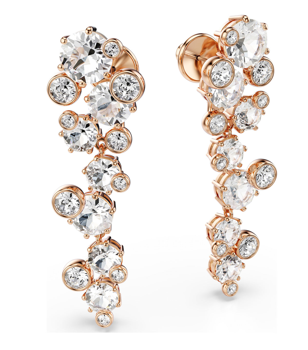 Constella Earrings Round Cut 18K Rose Gold Finish White
