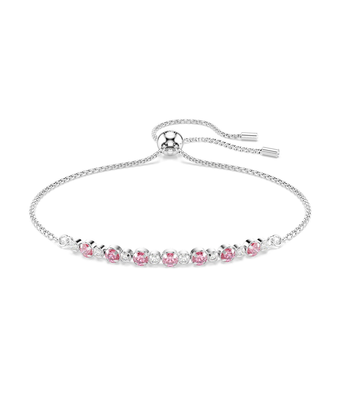Matrix Bracelet Round Cut Rhodium Plated Pink