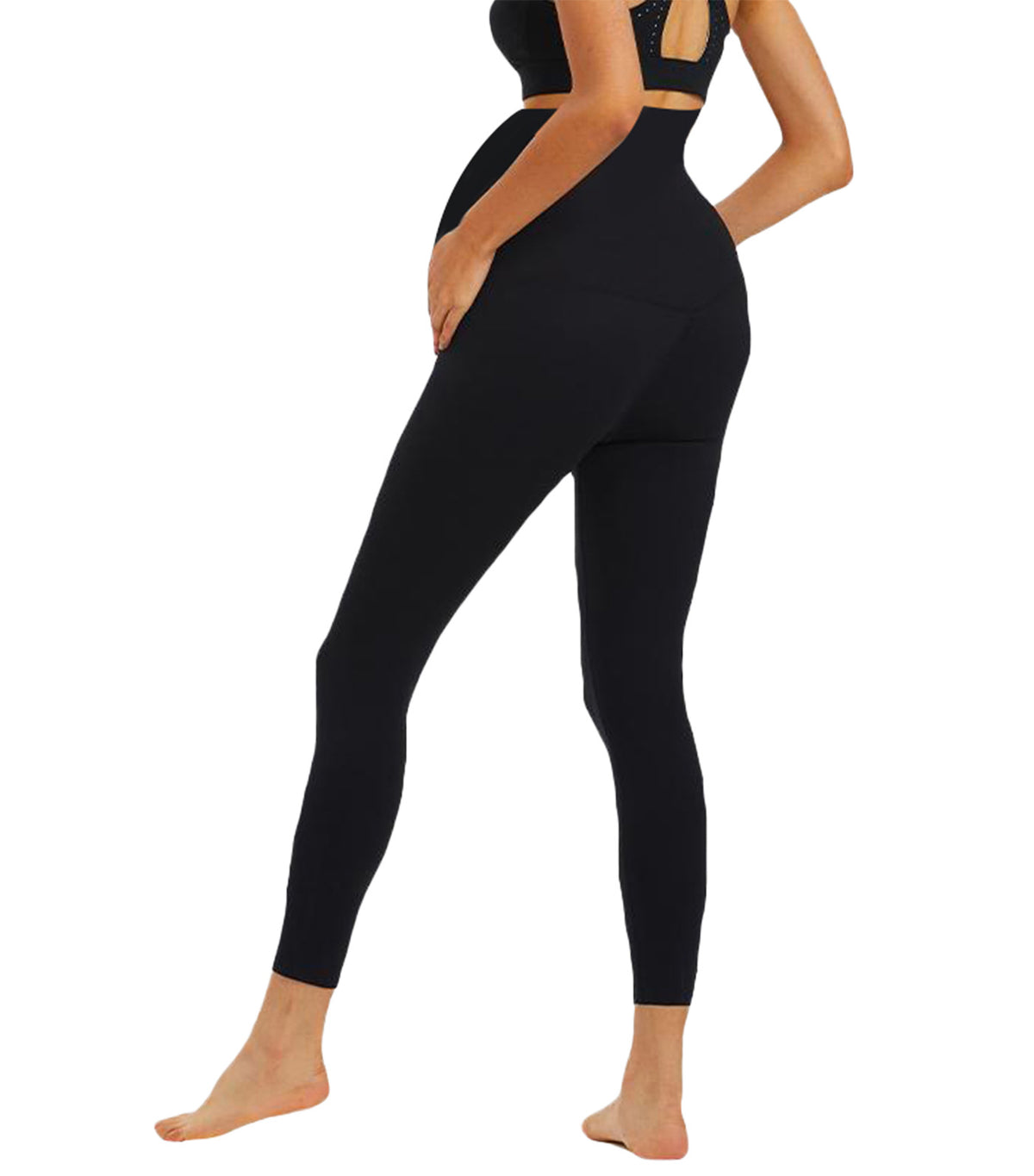 Active Belly Cover Maternity Long Leggings Black