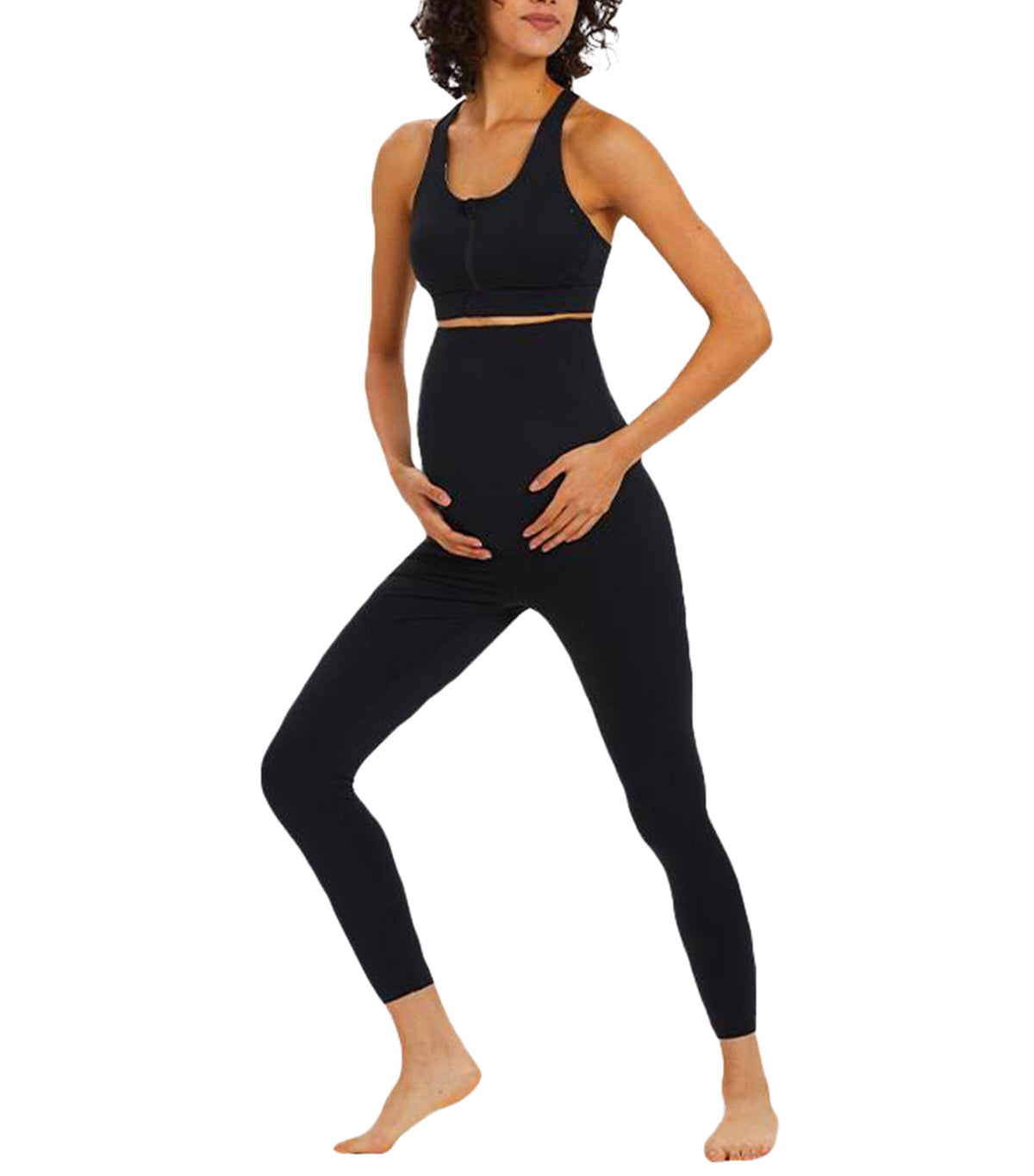 Active Belly Cover Maternity Long Leggings Black