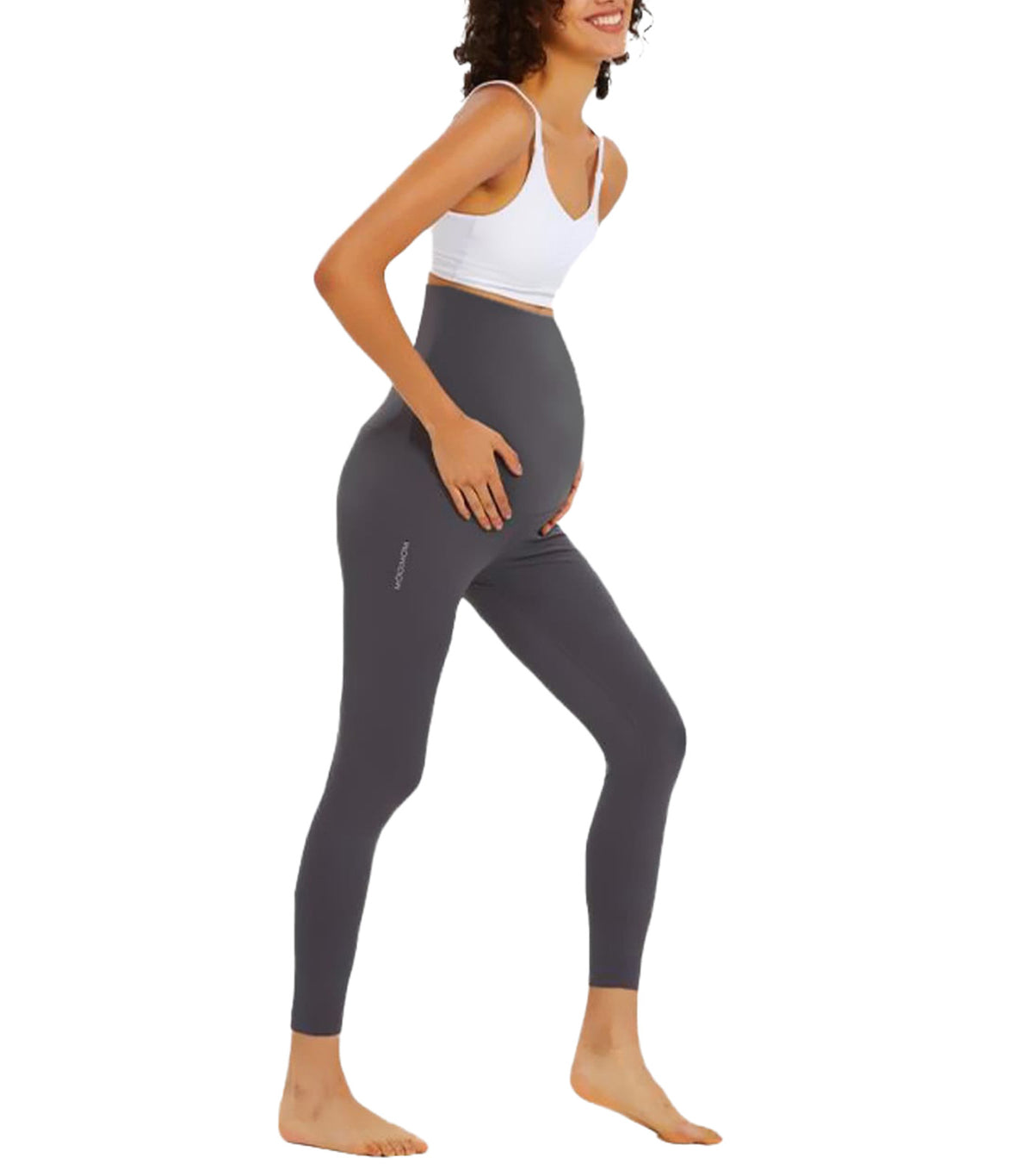 Active Belly Cover Maternity Long Leggings Gray