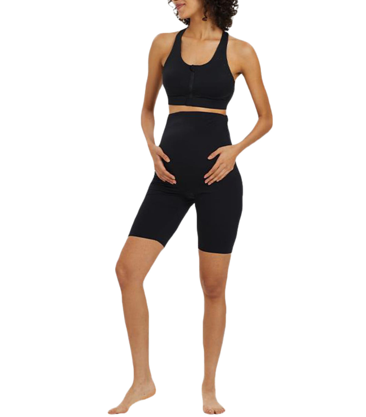 Active Belly Cover Maternity Short Leggings Black