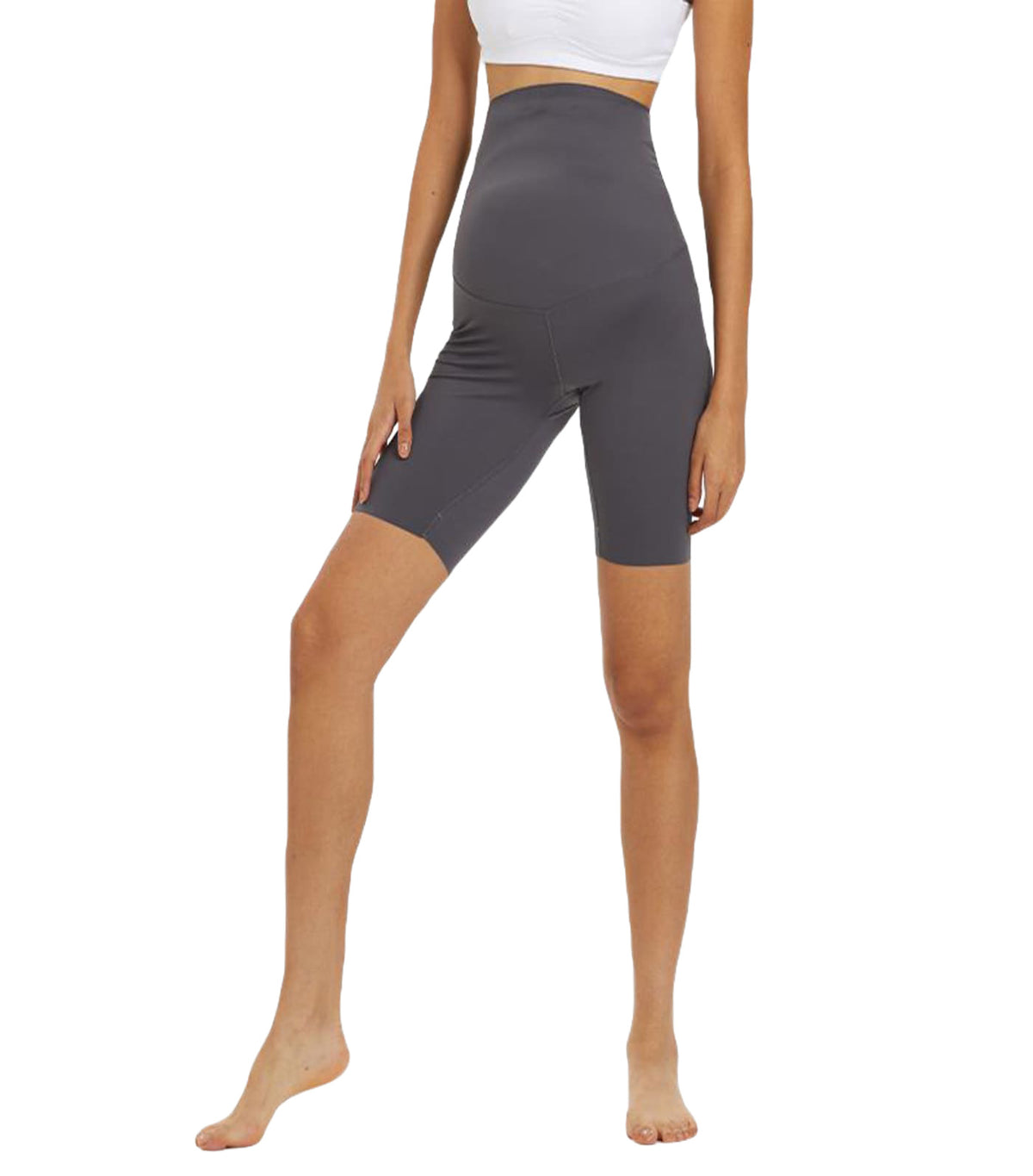 Active Belly Cover Maternity Short Leggings Gray