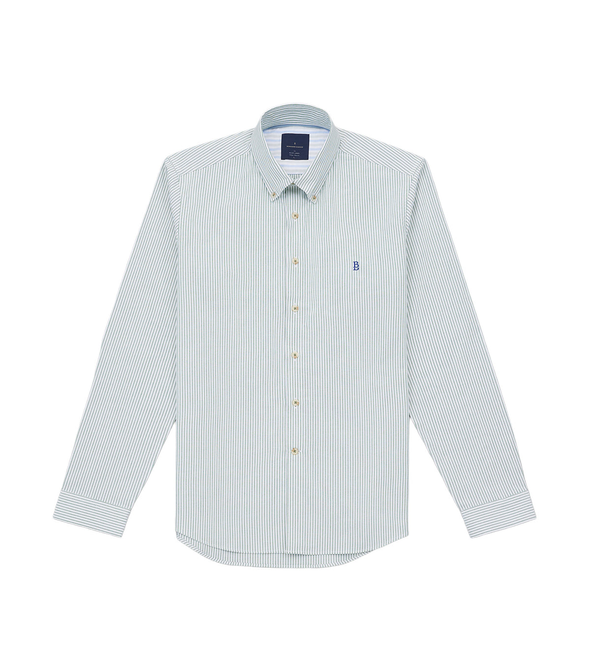 Barker Shibumi Button Down Shirt Moss Stripe