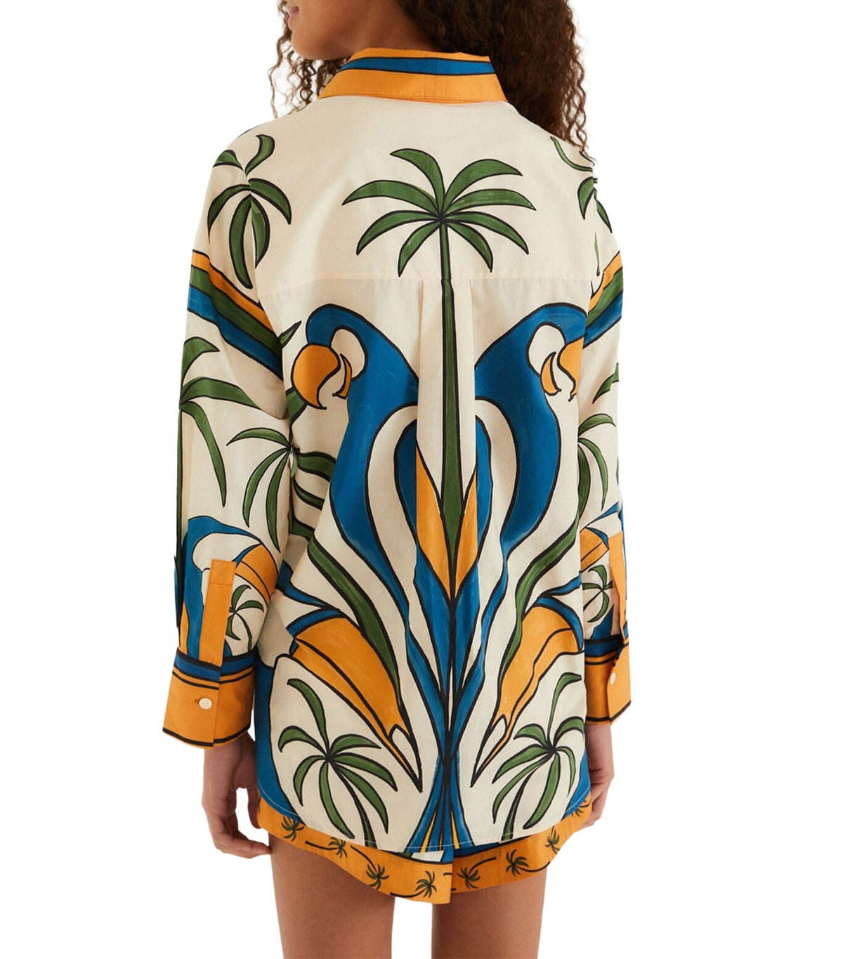 Tropical Graphic Collared Buttoned Shirt Blue Multi