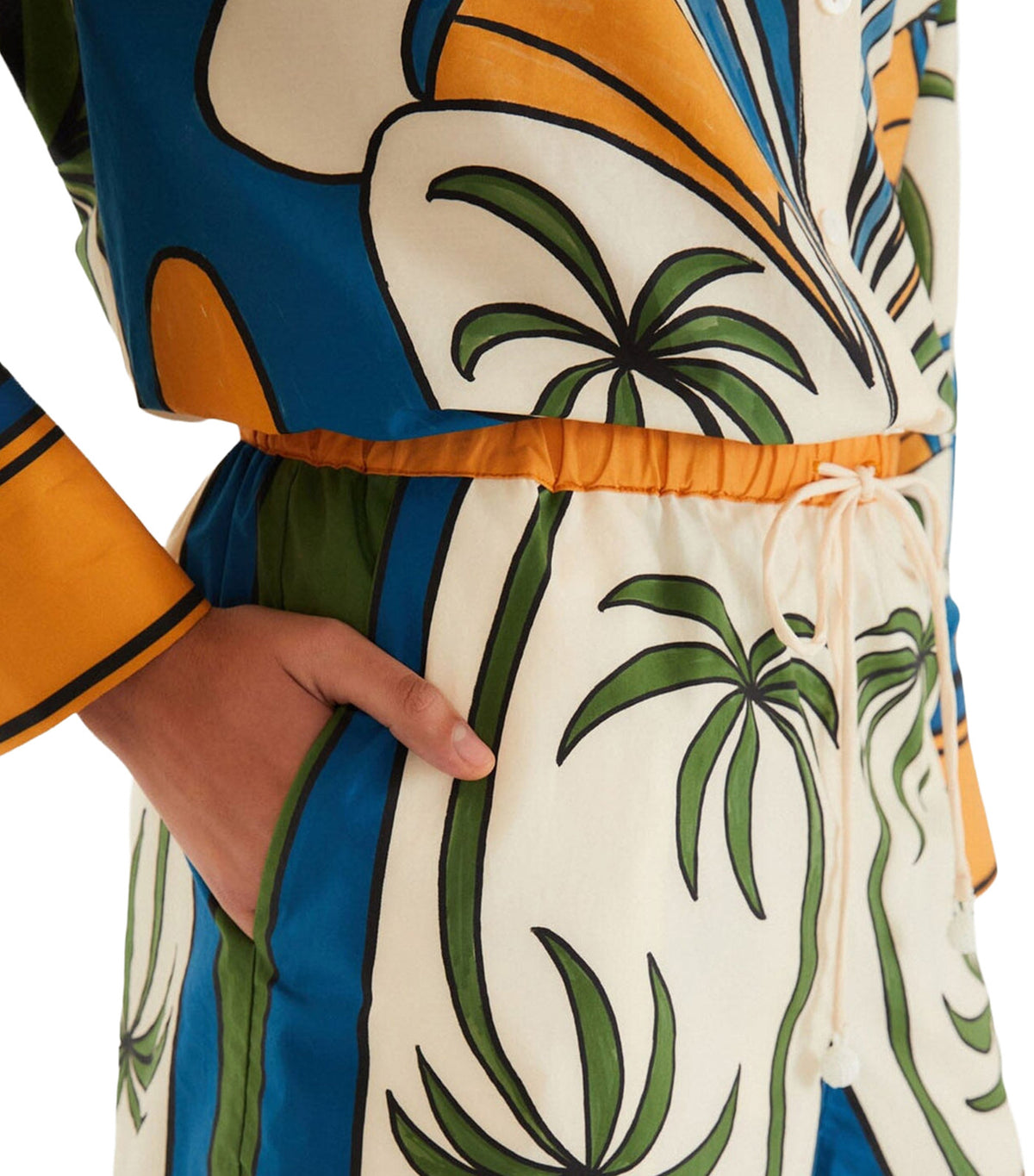 Tropical Graphic Drawstring Pockets Shorts Blue Multi