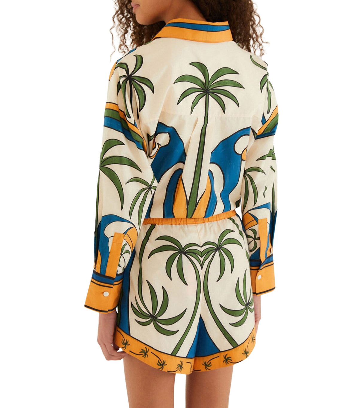 Tropical Graphic Drawstring Pockets Shorts Blue Multi