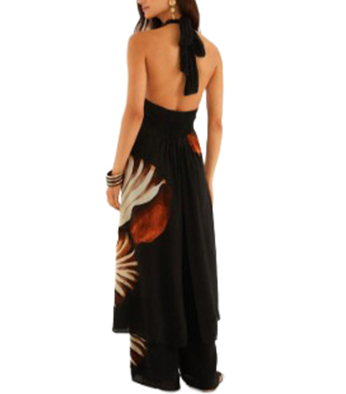 Ammonite Halter Neck Open Front Midi Tunic Black