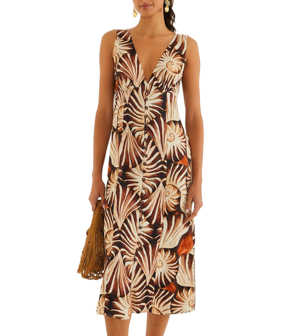 Ammonite Buttoned Midi Dress Multi