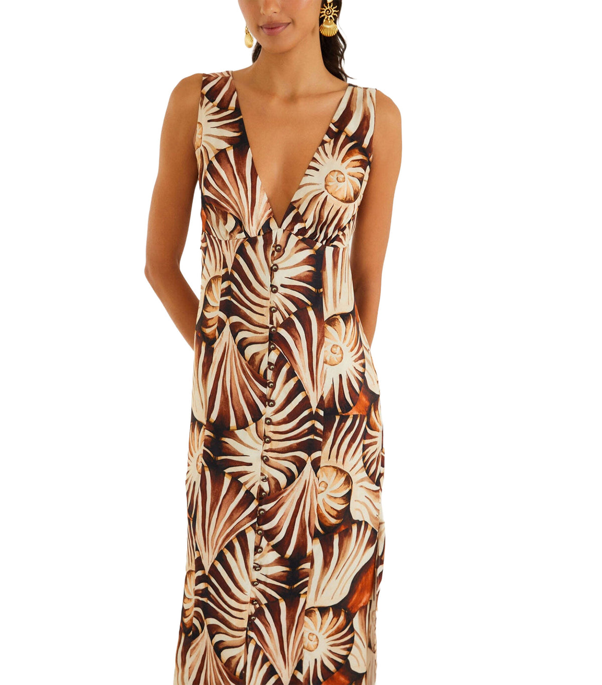 Ammonite Buttoned Midi Dress Multi