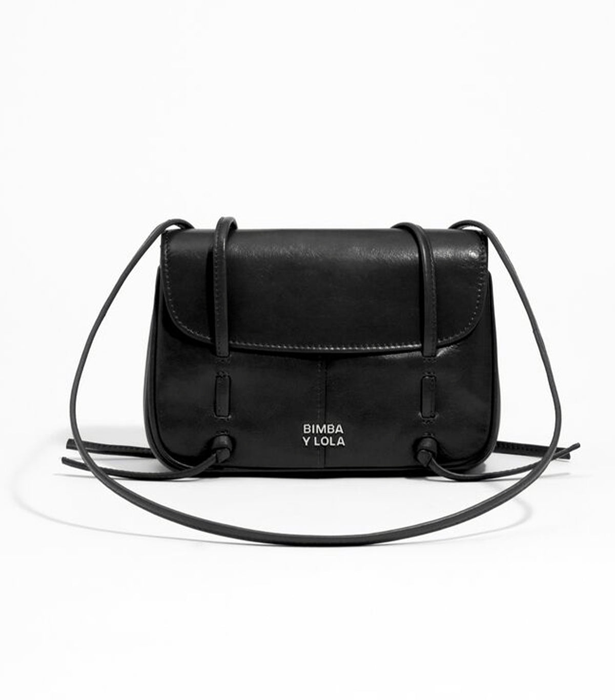 Leather Mini Flap Bag Black