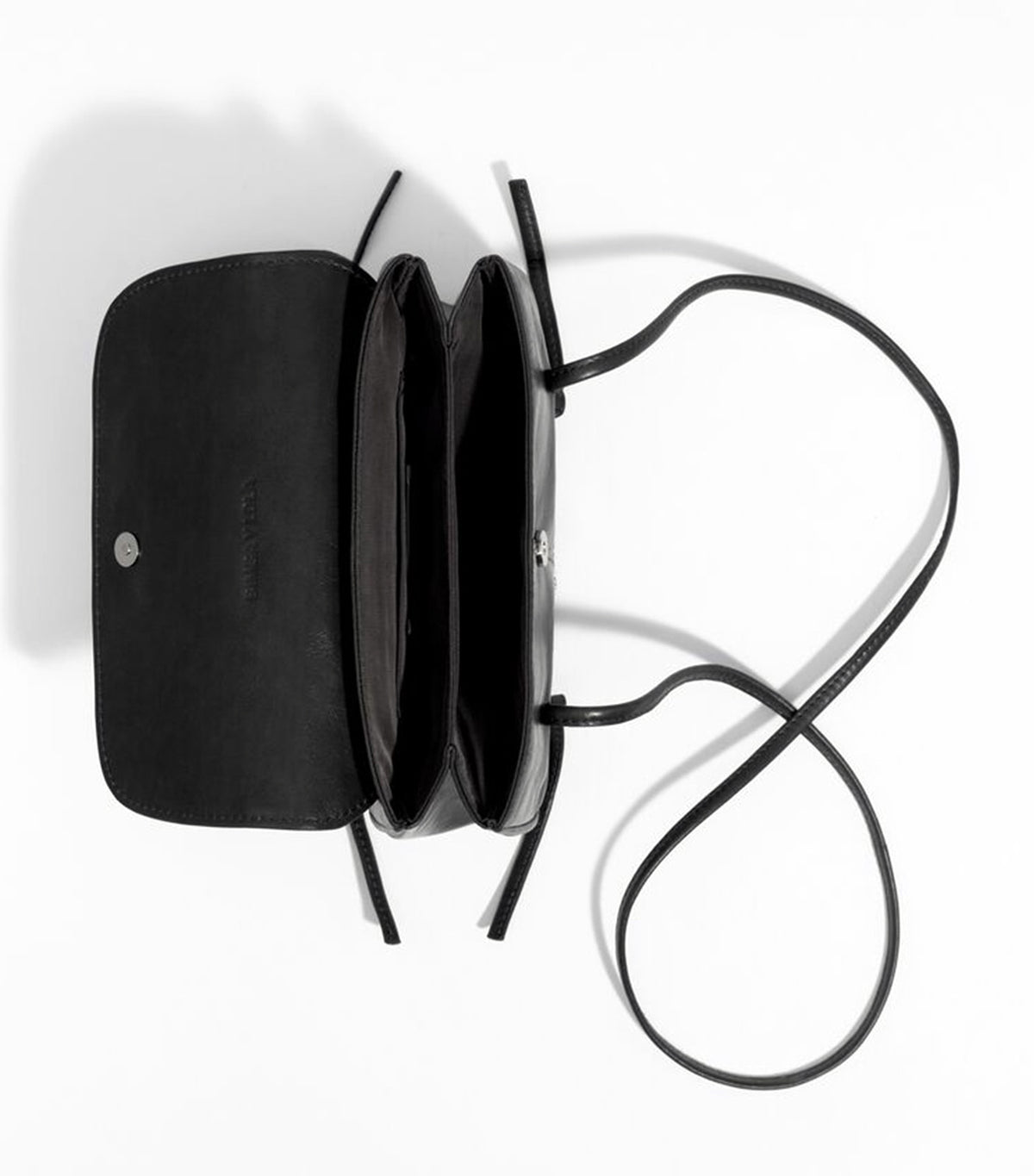 Leather Mini Flap Bag Black