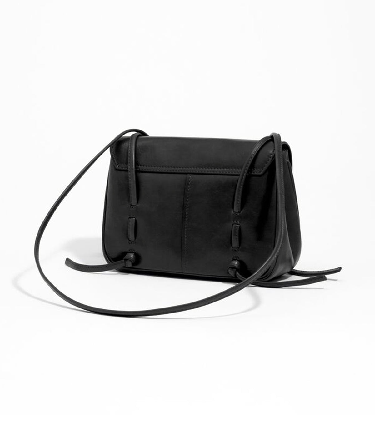 Leather Mini Flap Bag Black