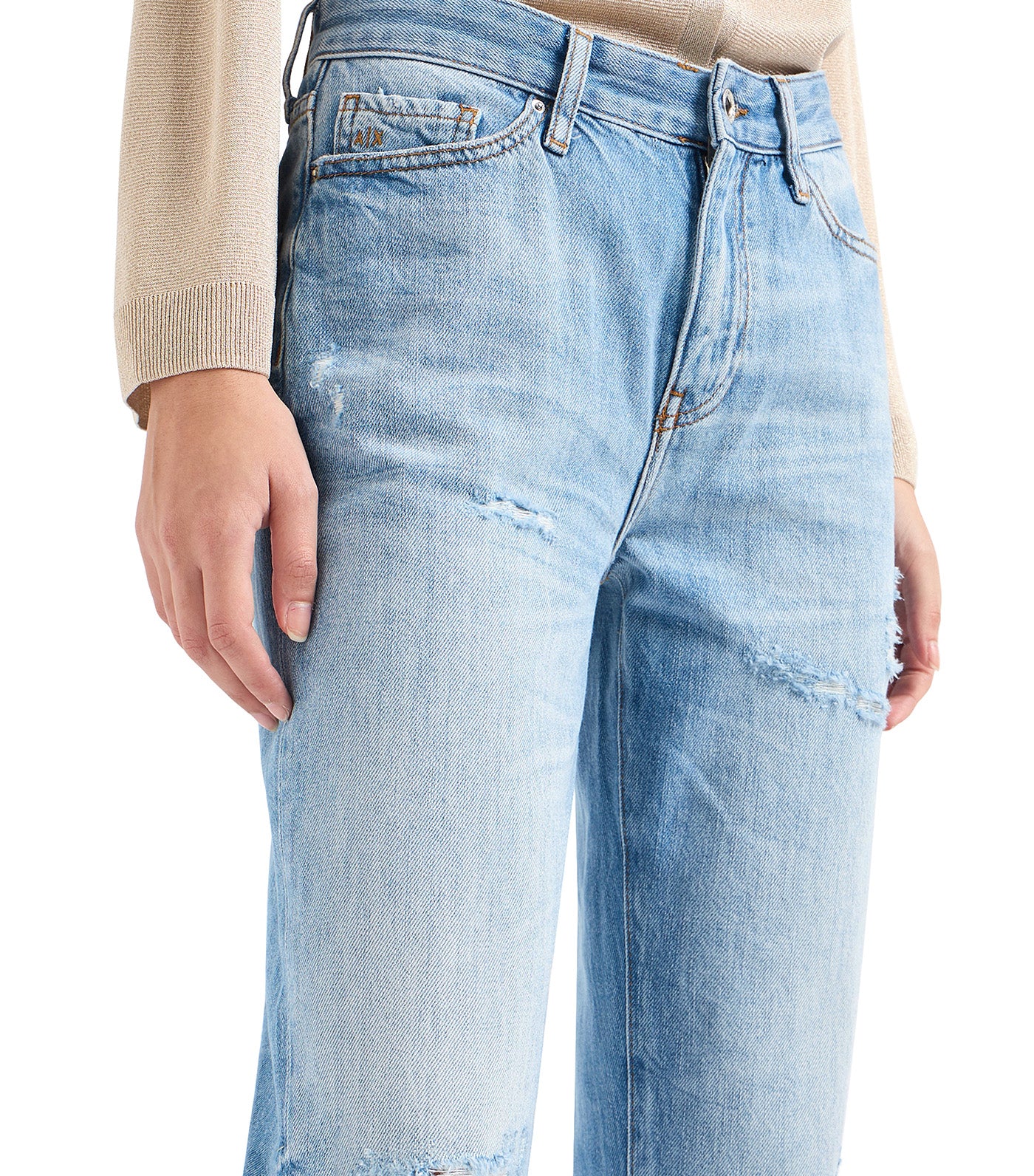 Crop Boyfriend Jeans Denim Light Indigo