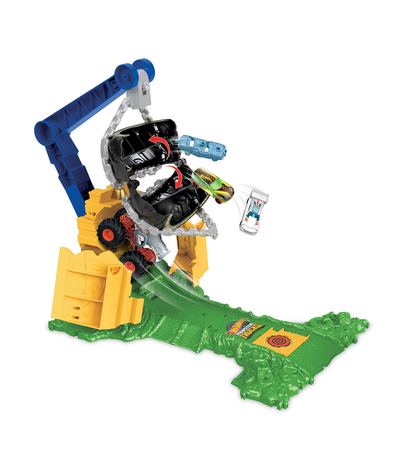 Monster Trucks Rhinomite Chargin' Challenge Playset With 1 Toy Truck & 2 Crushed Cars