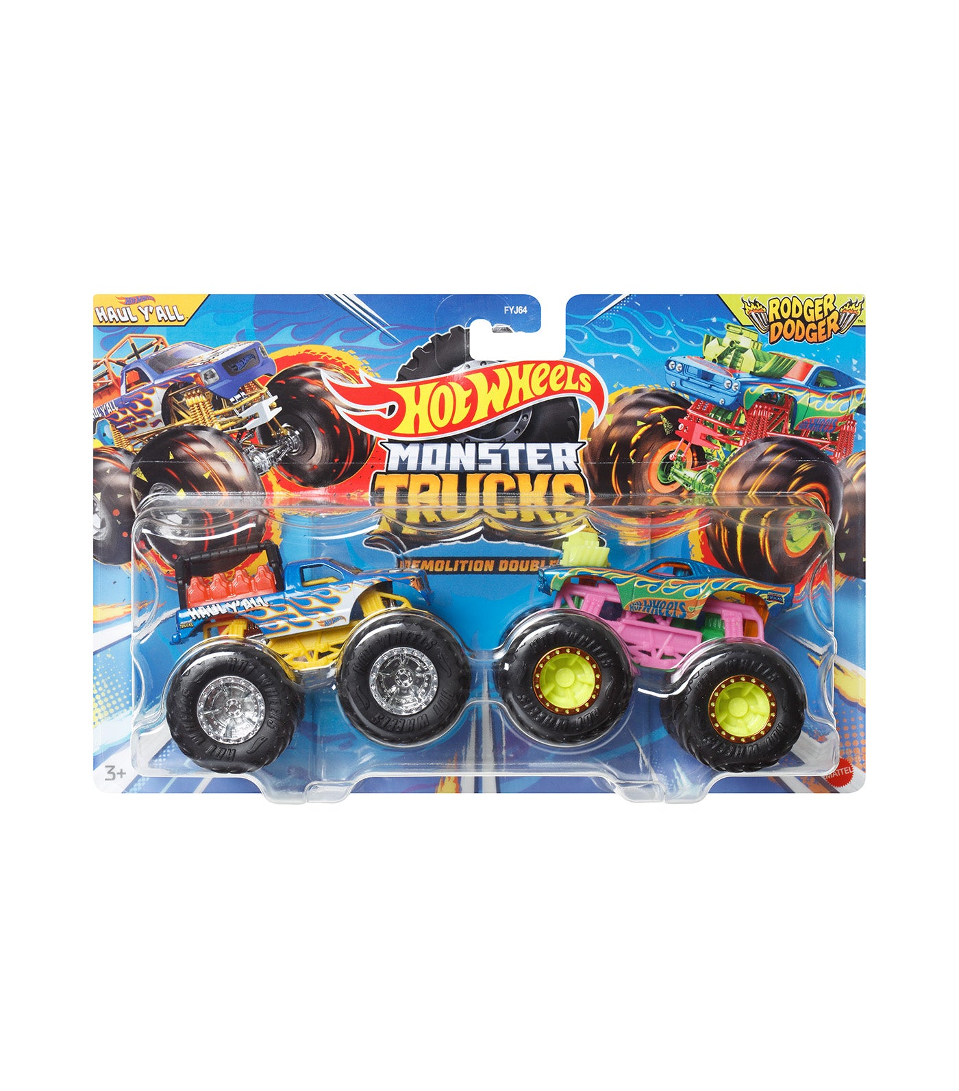 Monster Trucks 1:64 Scale Demolition Doubles Flames 2 Pack