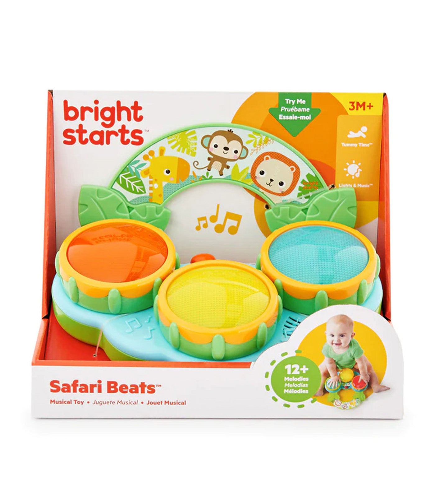 Bright Starts Safari Beats Musical Drum Toy with Lights