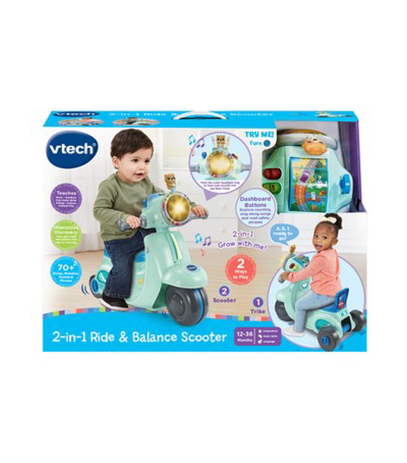 2-in-1 Ride and Balance Scooter Teal