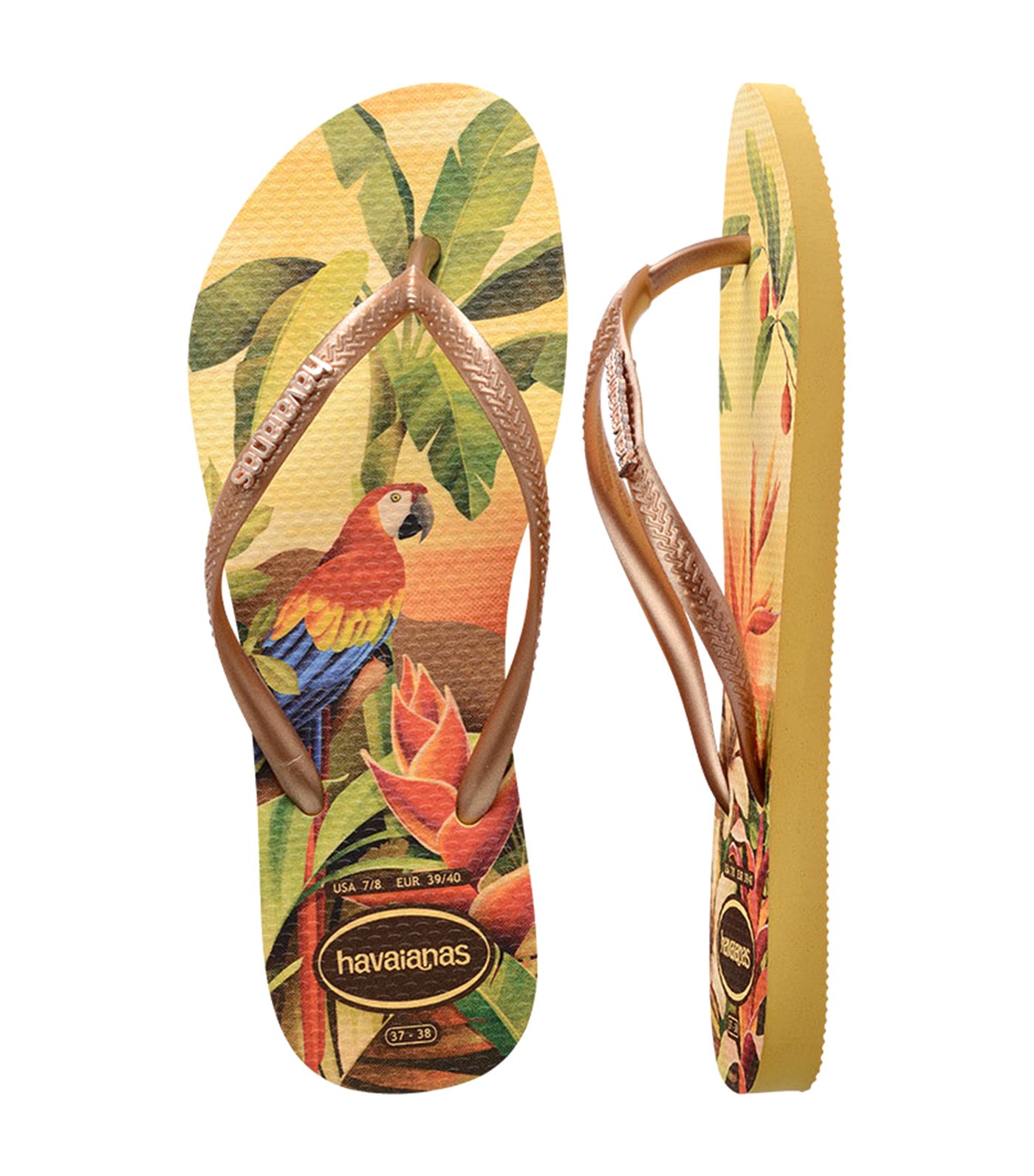 Slim Tropical Flip Flops Caja Yellow