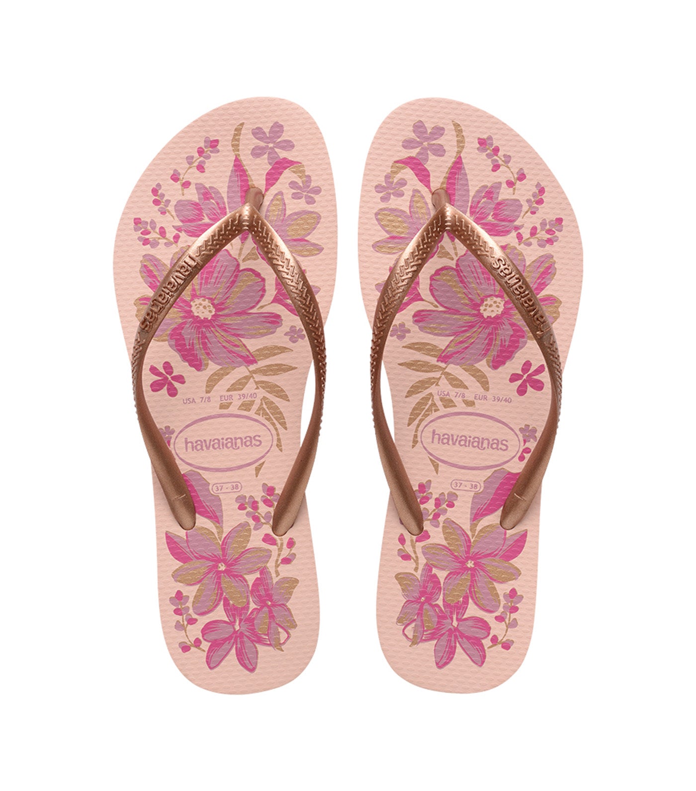 Slim Organic Flip Flops Pink/Gold