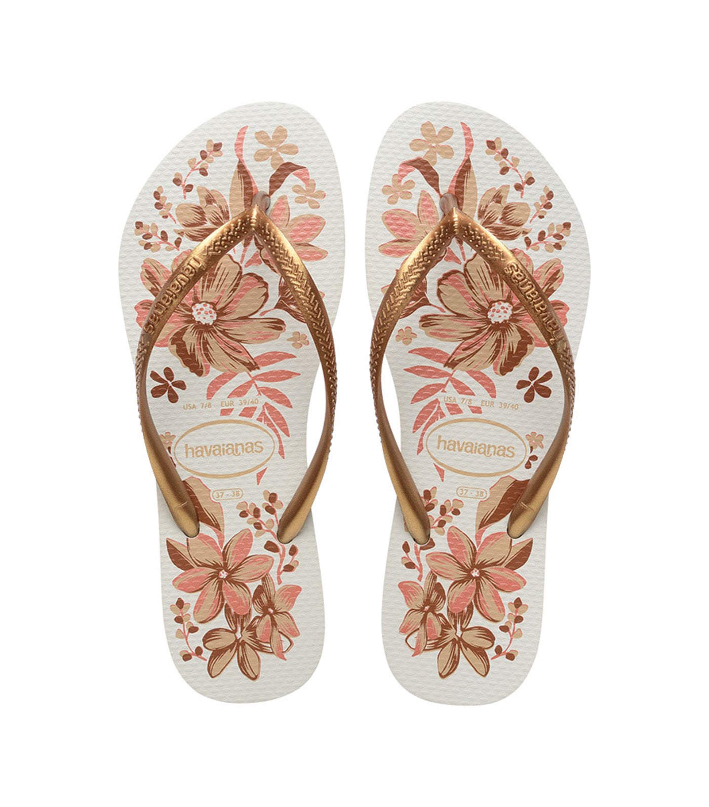 Slim Organic Flip Flops White/Golden