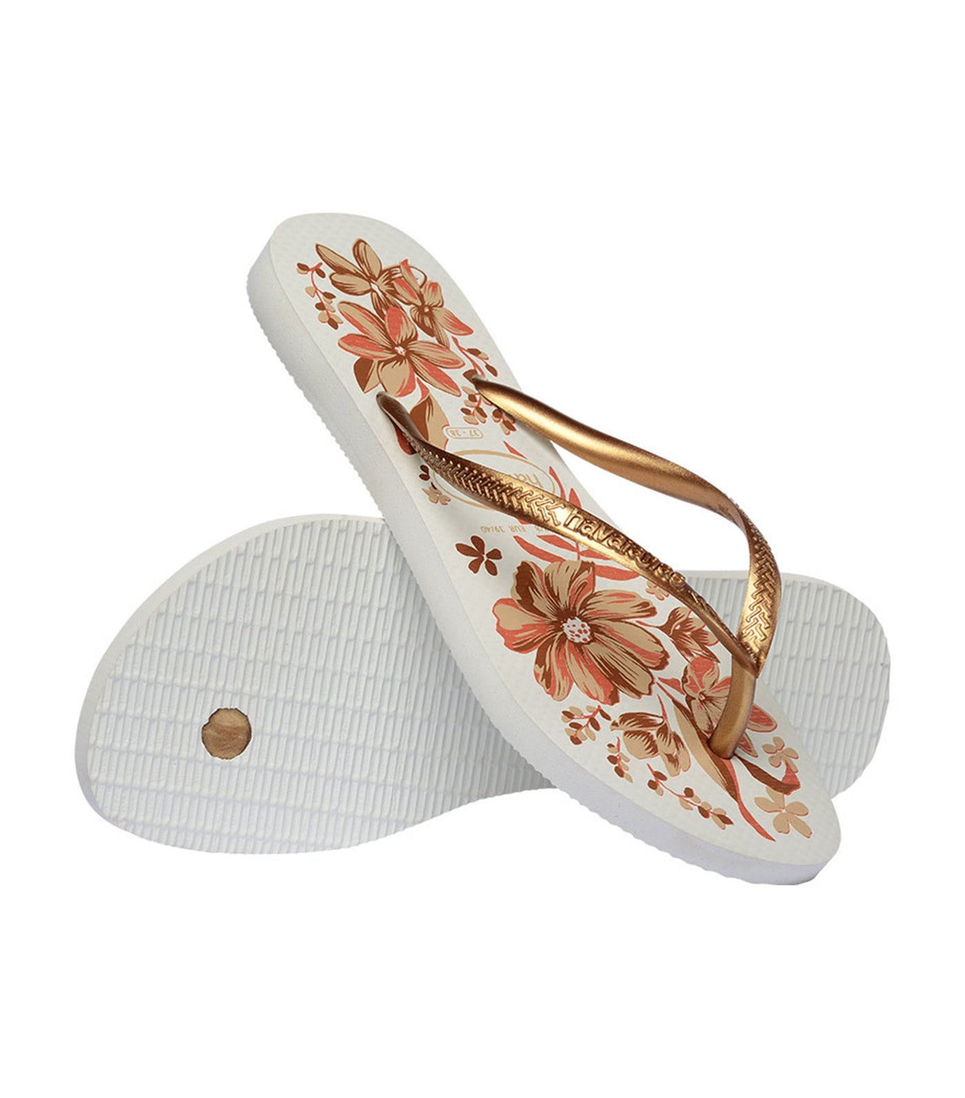 Slim Organic Flip Flops White/Golden