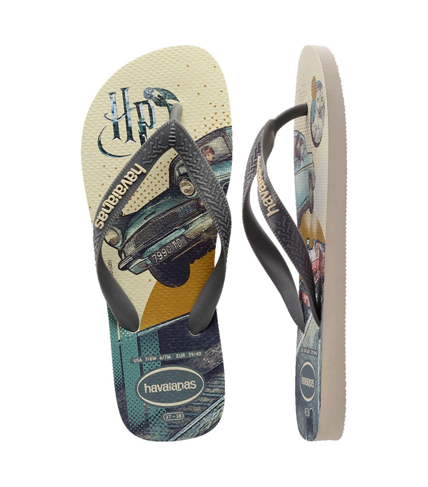Harry Potter Flip Flops Beige/Gray Steel