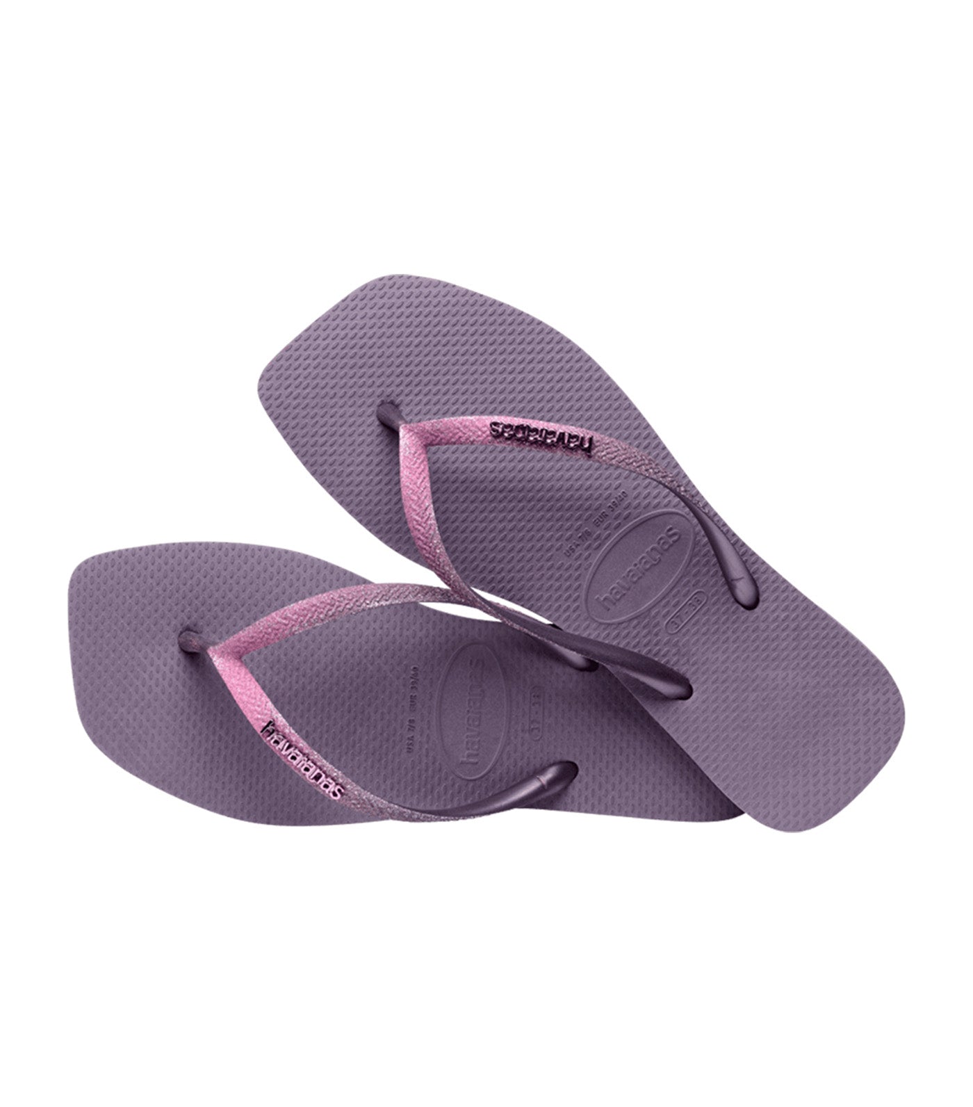 Slim Square Glitter Flip Flops Malve