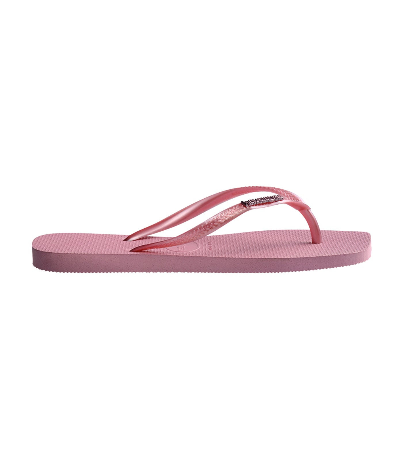 Slim Square Logo Metallic Flip Flops Rose Chiffom