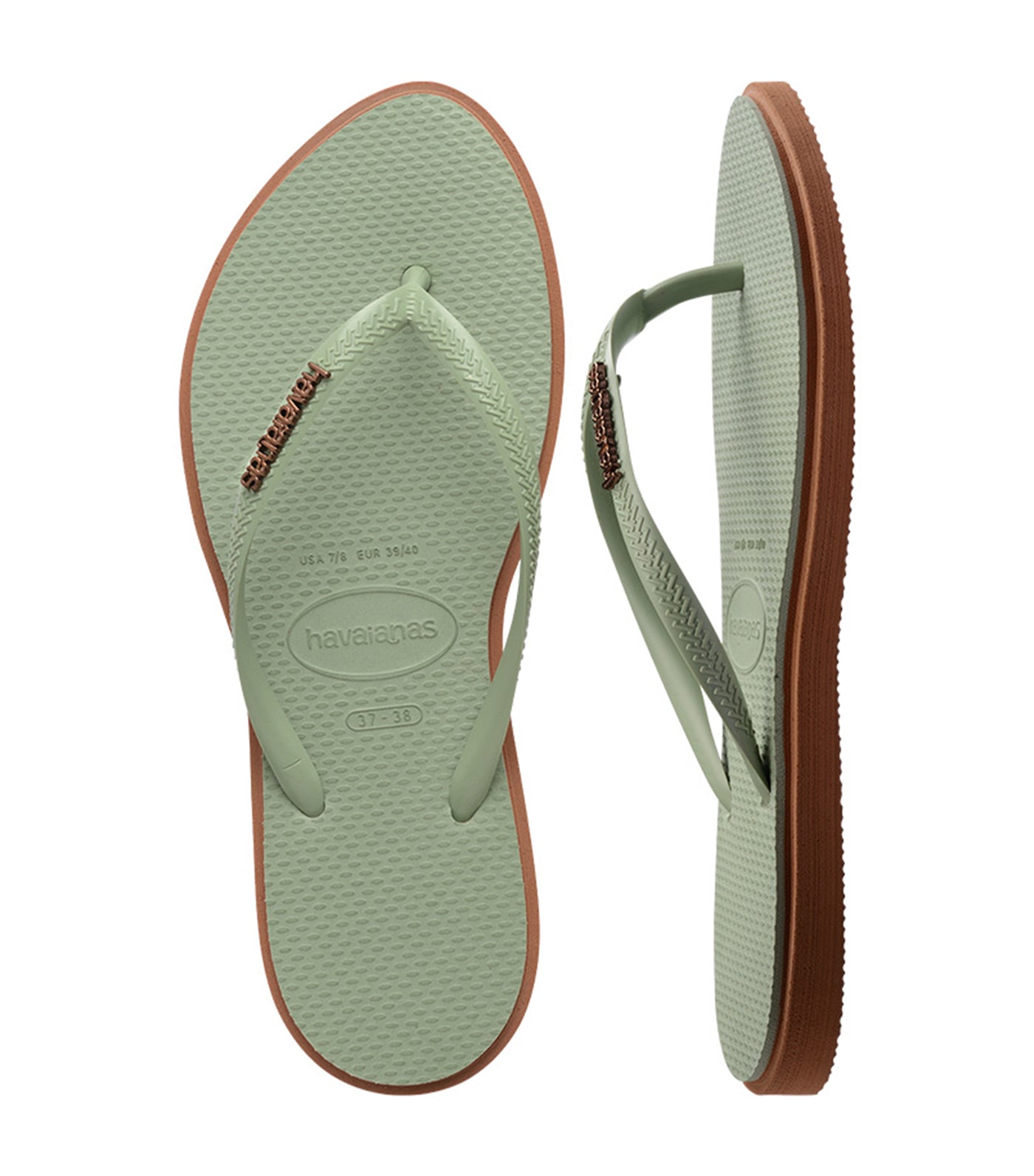 Havaianas Slim Point Flip Flops Rust/Smoke Green