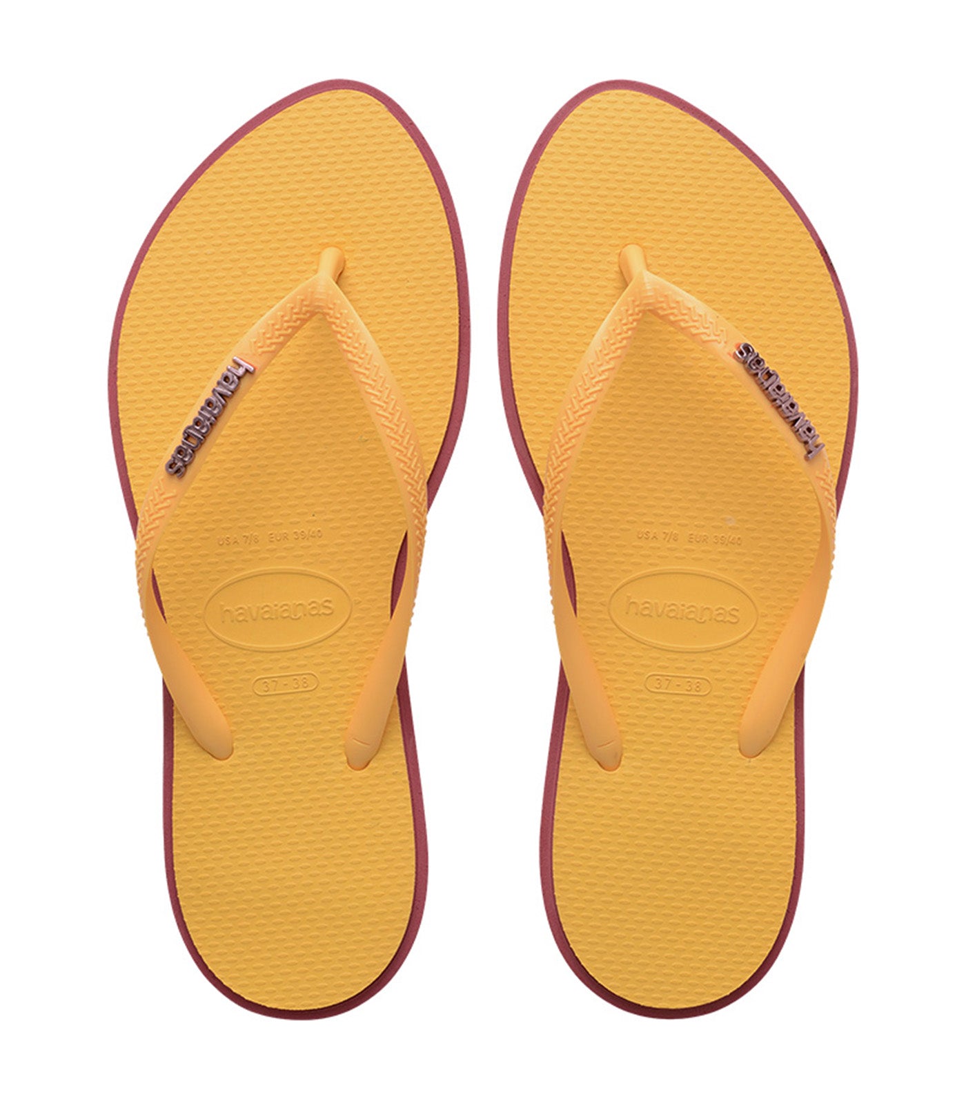 Havaianas Slim Point Flip Flops Amaranth/Caja Yellow