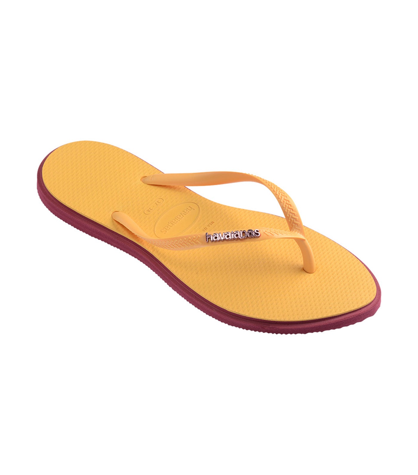 Havaianas Slim Point Flip Flops Amaranth/Caja Yellow