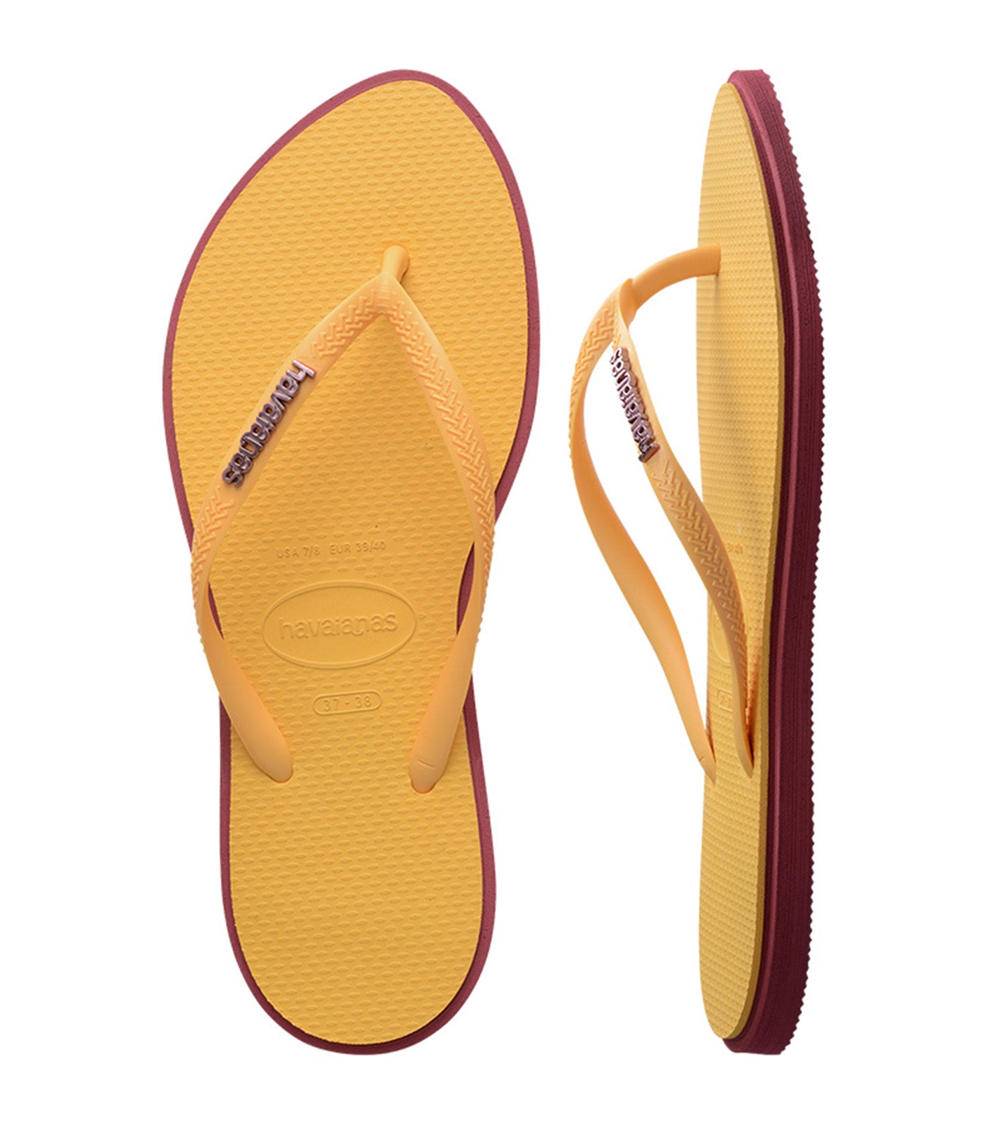 Havaianas Slim Point Flip Flops Amaranth/Caja Yellow
