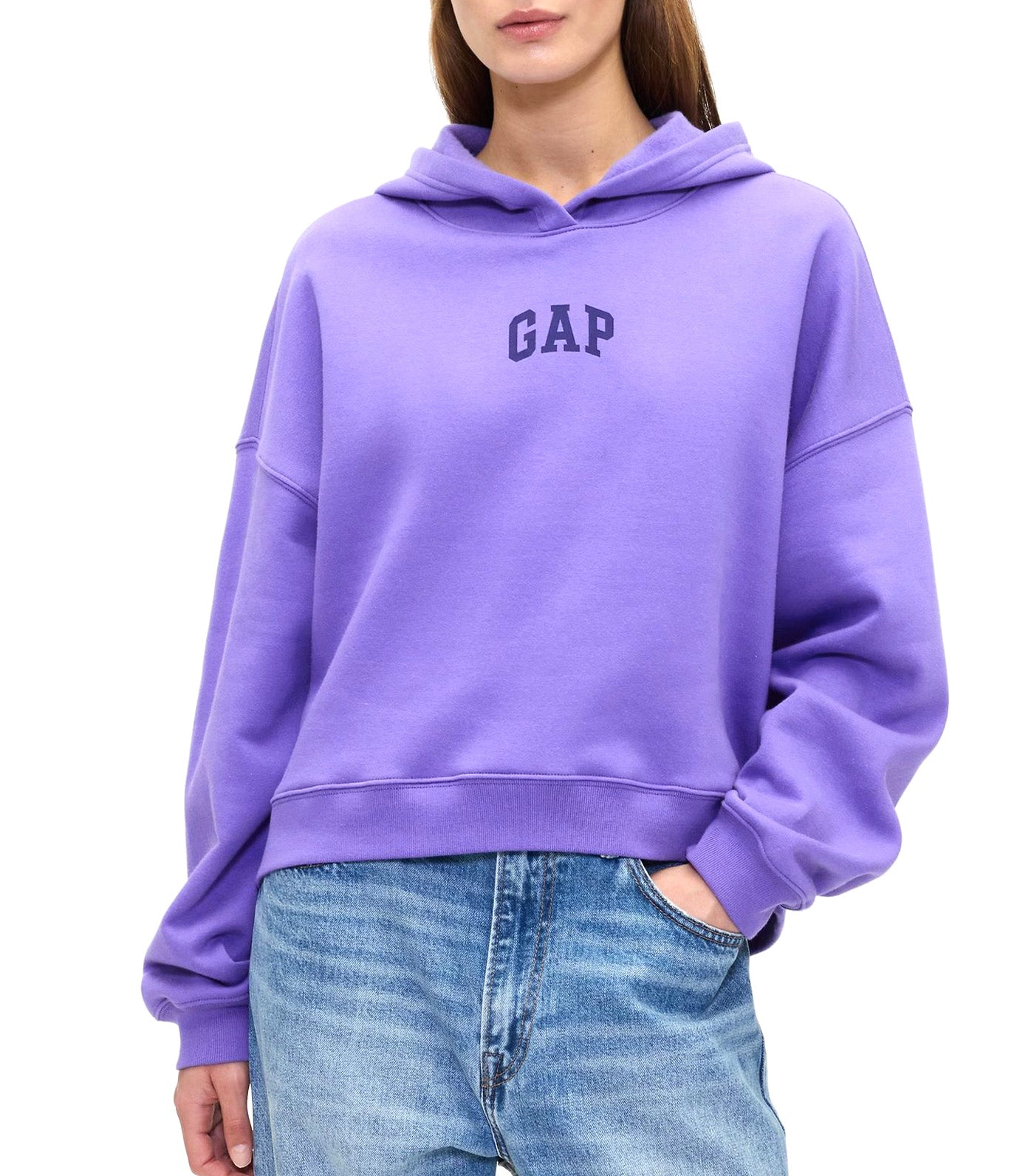 Relaxed Mini-Logo Cropped Hoodie