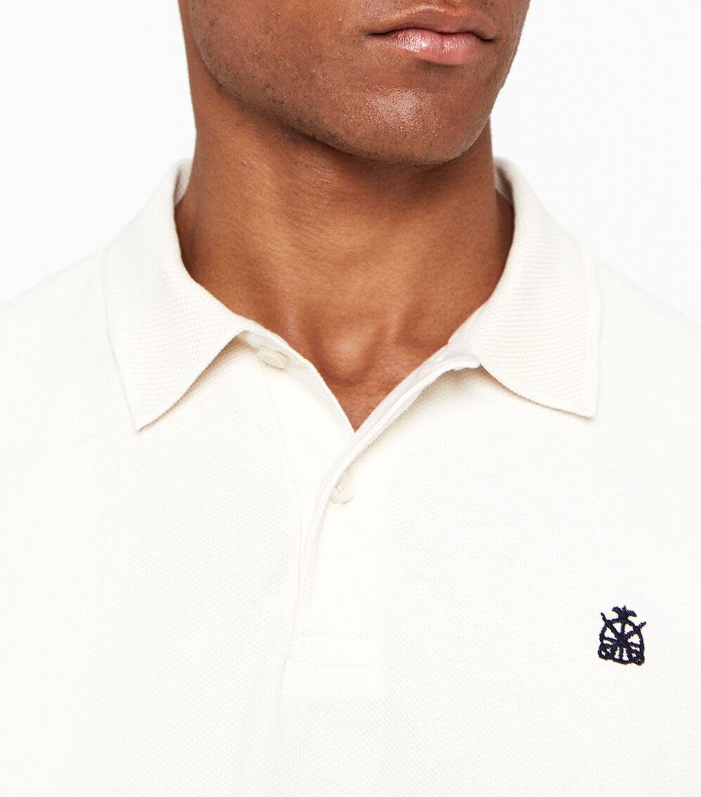 Jacquard Neck Polo Shirt Ivory