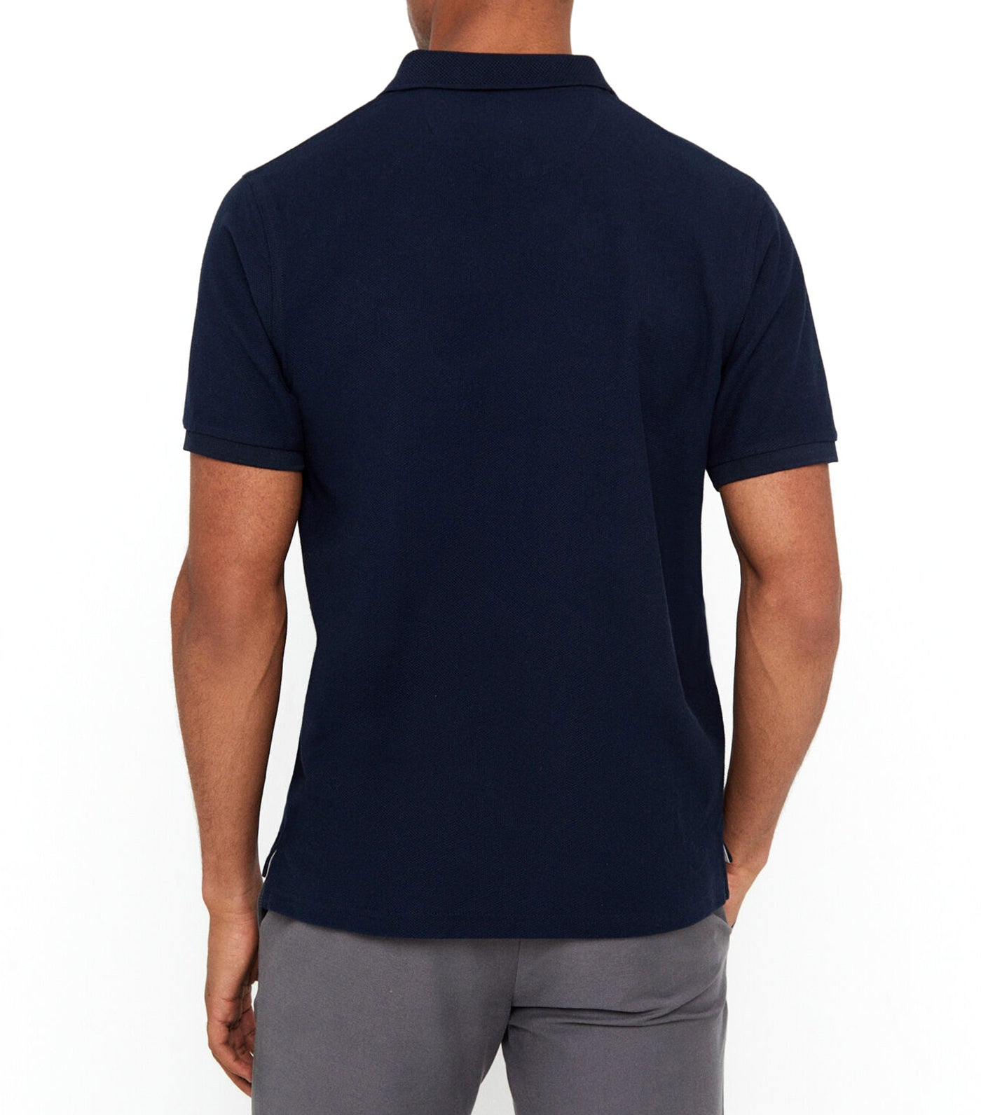 Jacquard Neck Polo Shirt Navy