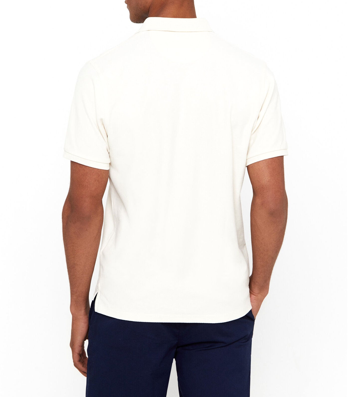 Jacquard Neck Polo Shirt Ivory