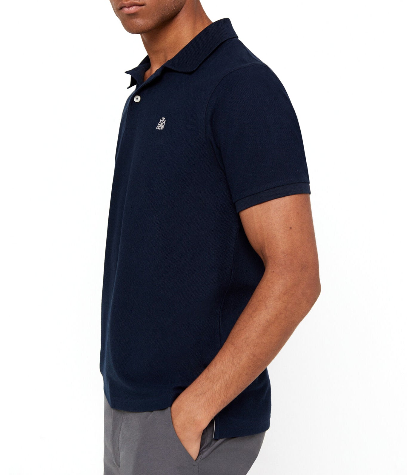 Jacquard Neck Polo Shirt Navy