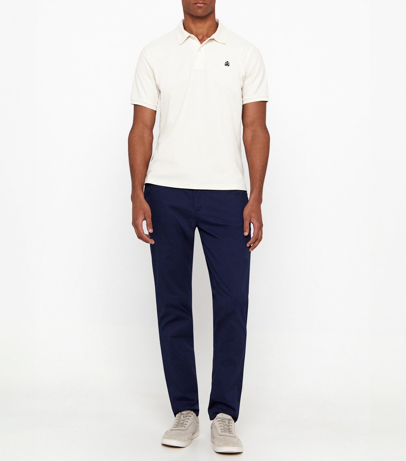Jacquard Neck Polo Shirt Ivory