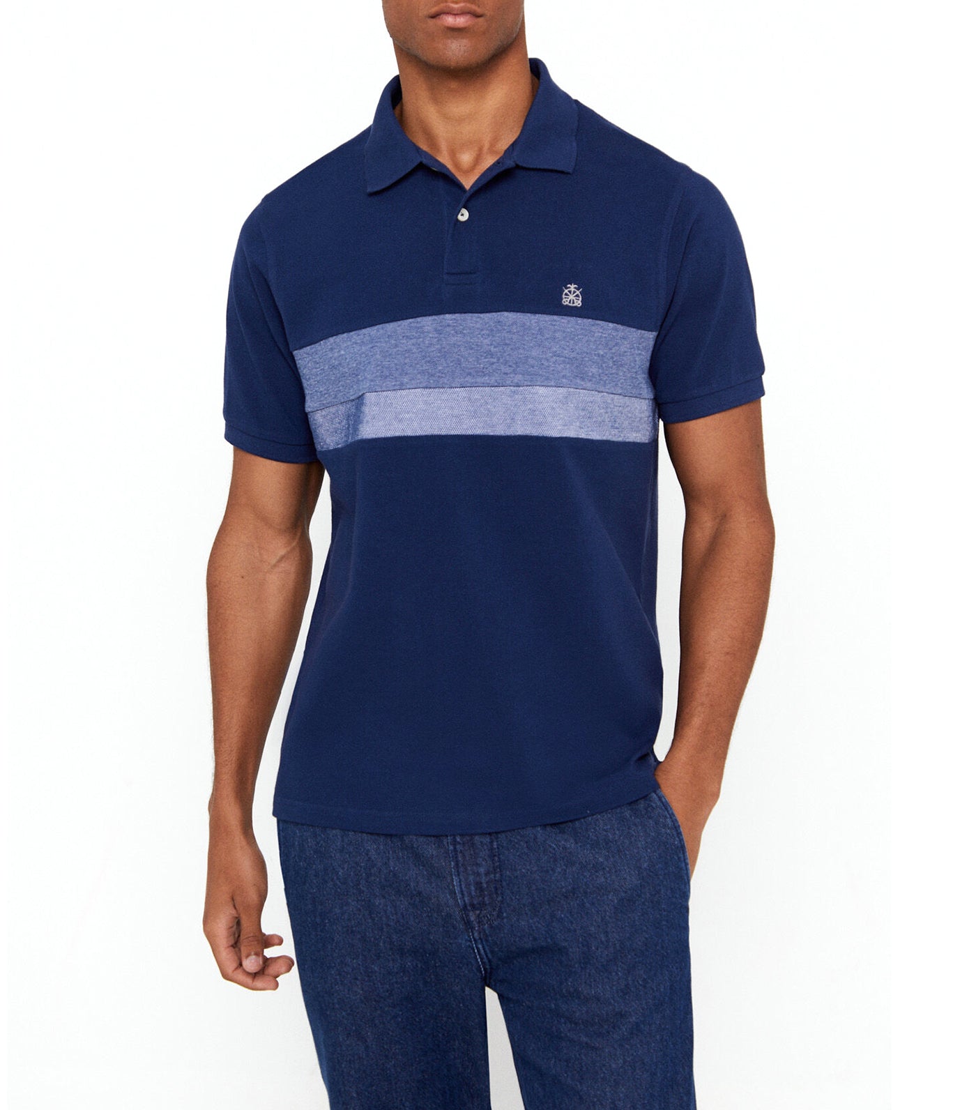 Pique Fancy Polo Shirt Blue