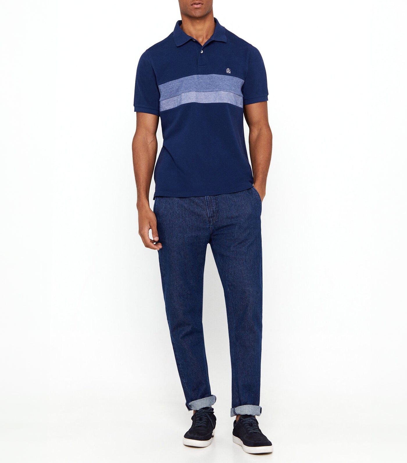 Pique Fancy Polo Shirt Blue