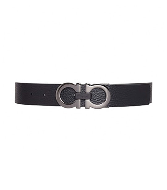 Reversible and Adjustable Gancini Belt Black/Hickory