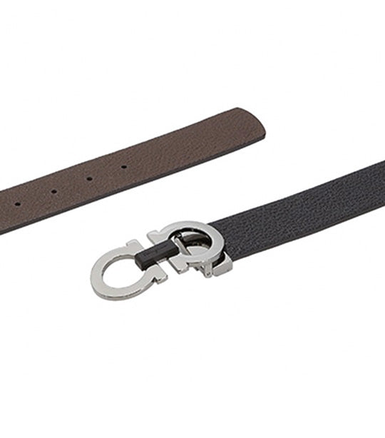 Reversible and Adjustable Gancini Belt Black/Hickory
