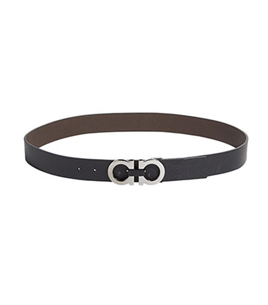Reversible and Adjustable Gancini Belt Black/Hickory