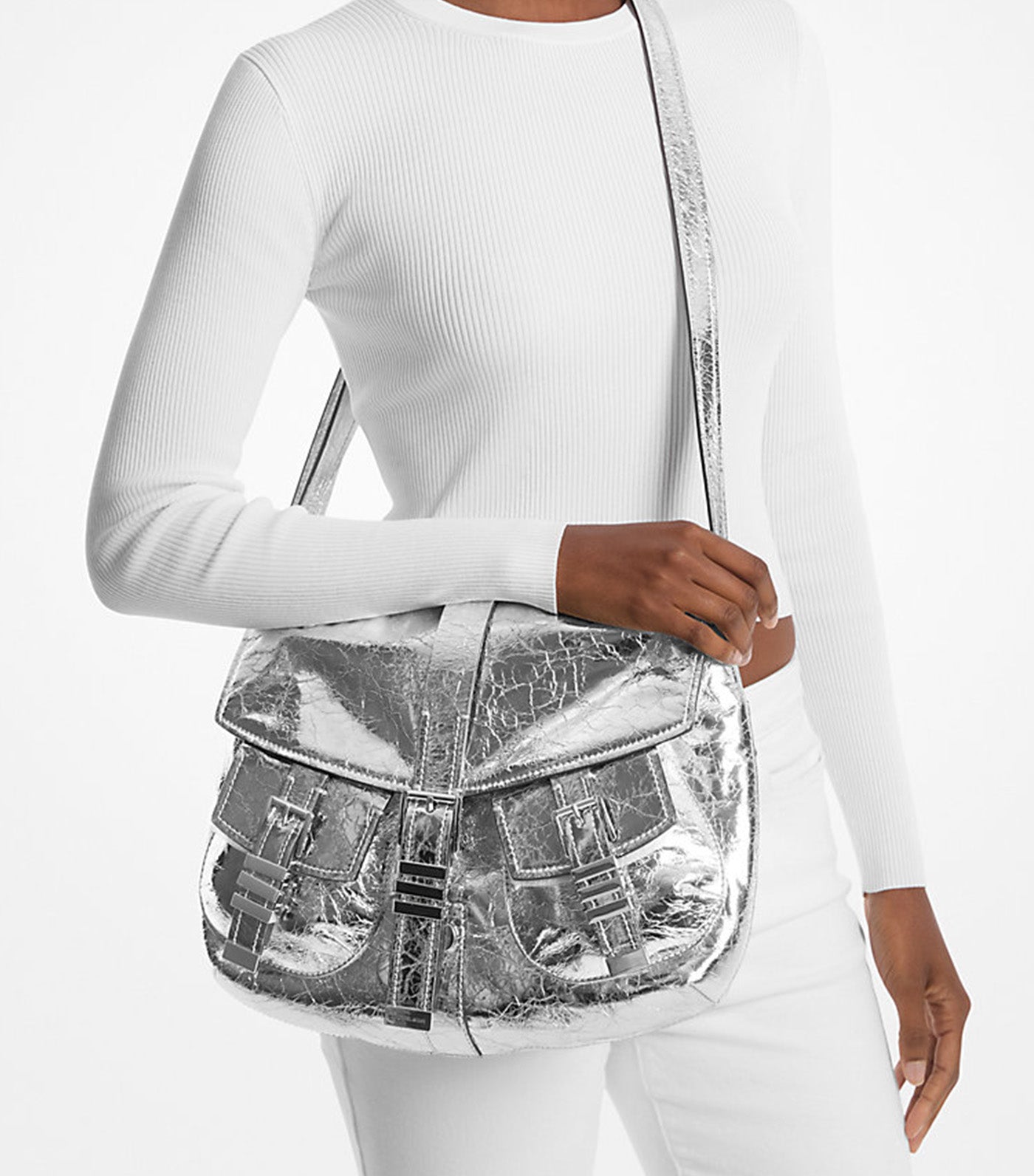 Darrington Large Crackled Leather Shoulder Bag