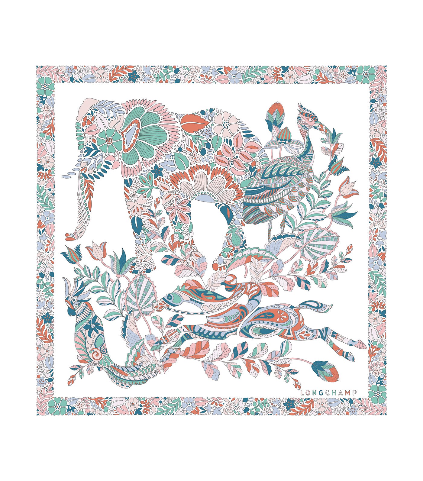 Forêt Longchamp Silk Scarf 50