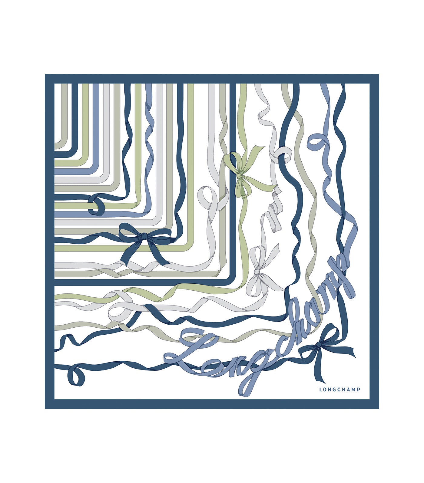 Longchamp Rubans Longchamp Silk Scarf 50 Slate