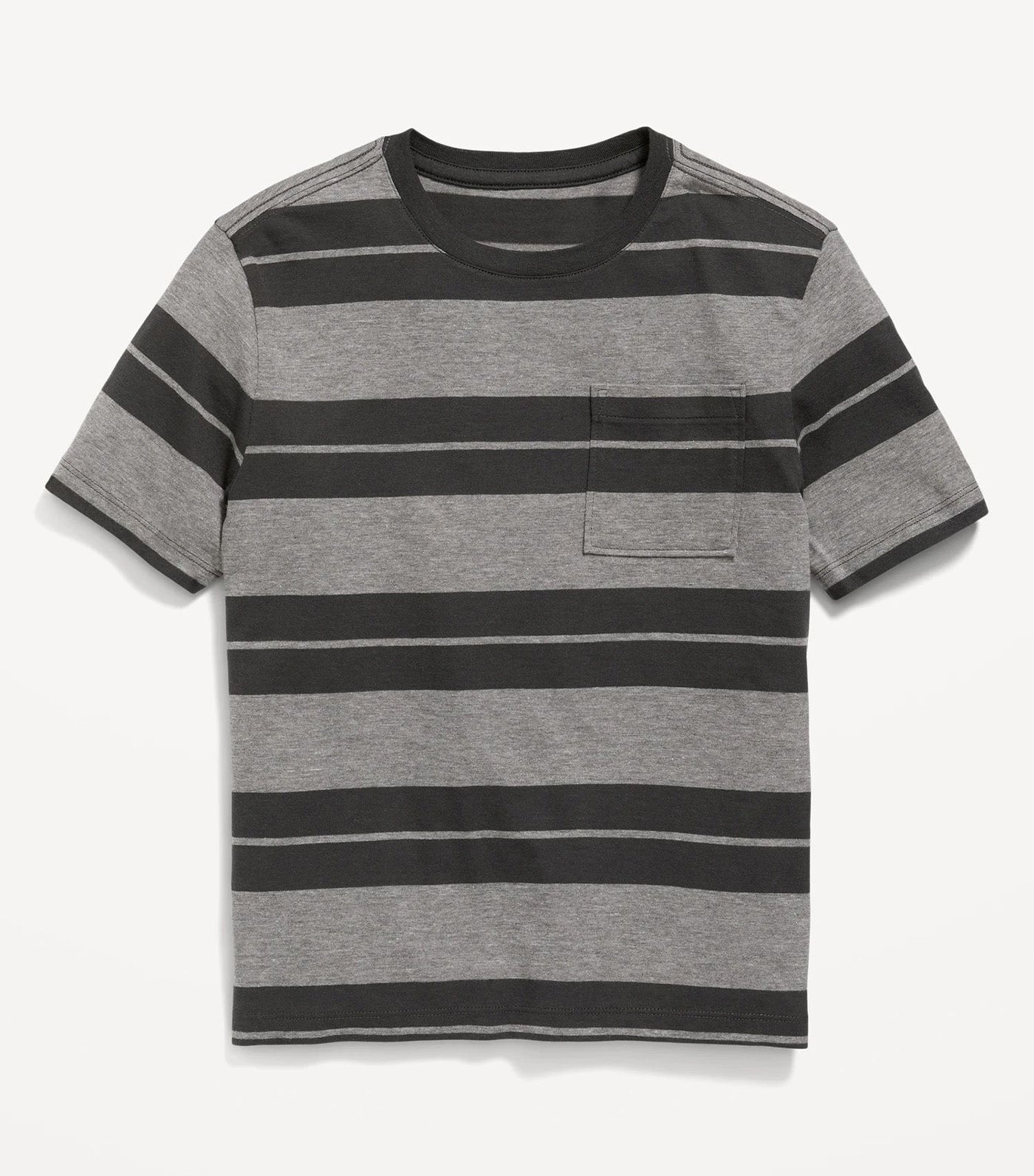 Softest Short-Sleeve Striped Pocket T-Shirt for Boys - Grey Stripe